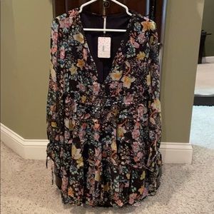 New Free People black combo dress